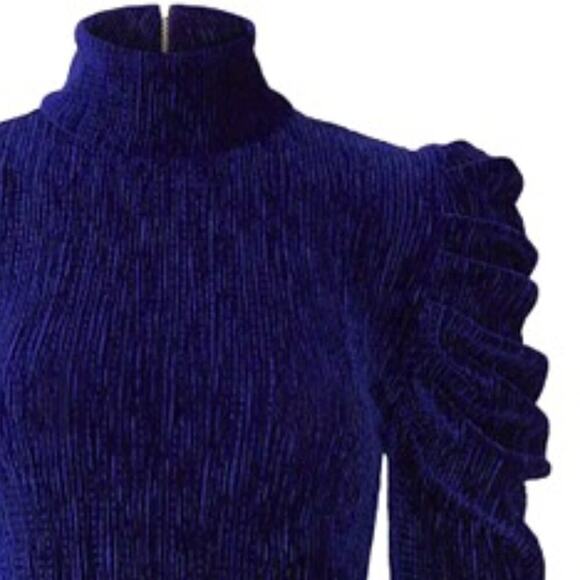 $295 PatBO textures velvet turtleneck S purple - Picture 3 of 14